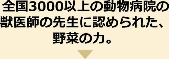 全国3000以上の動物病院の獣医師に認められた、野菜の力。